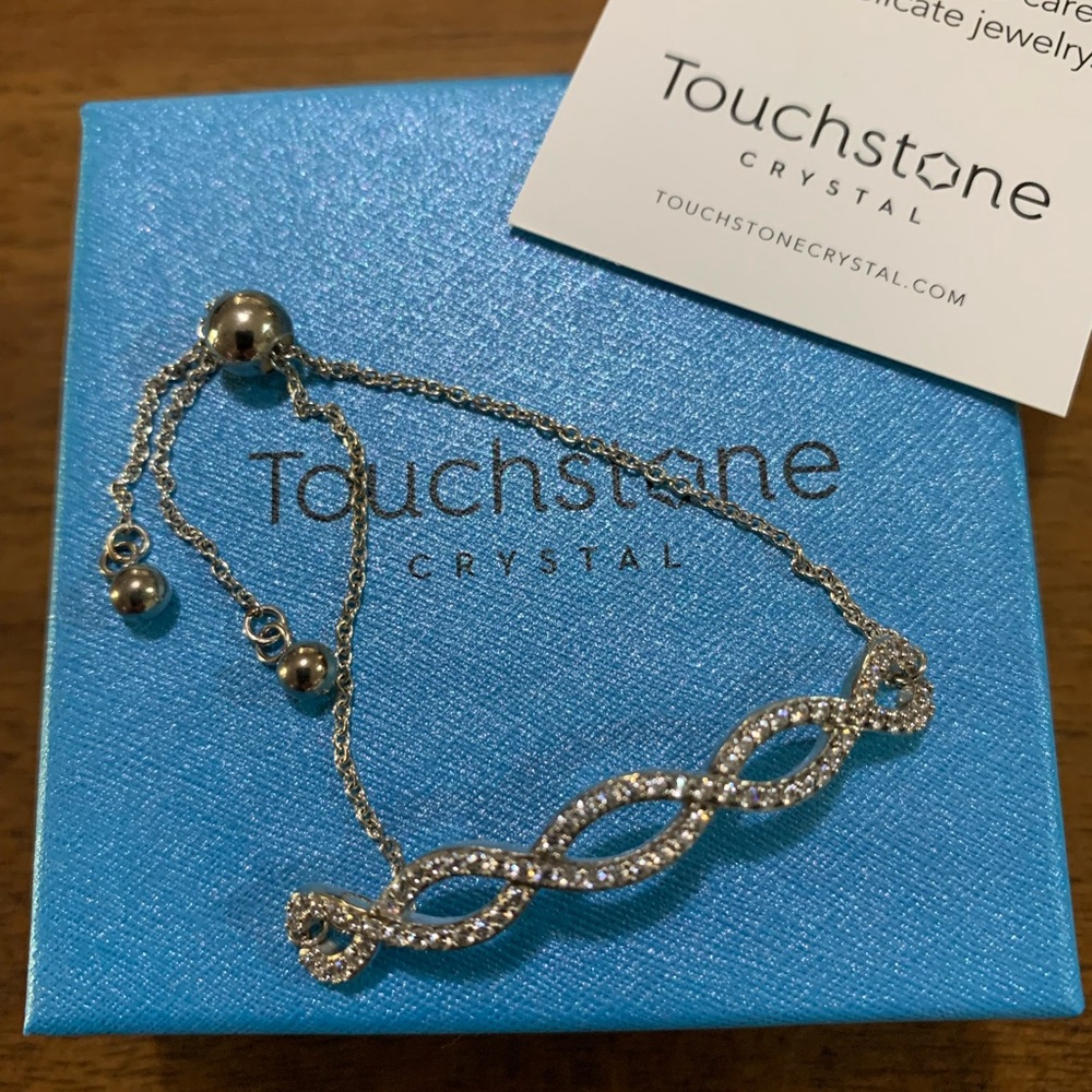 Touchstone Crystal Silver-Tone Crystal Accent Bracelet - Picture 3 of 3